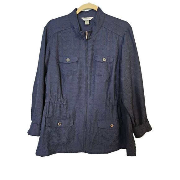 Christopher & Banks navy blue zip up jacket.  Size P/XL. - Picture 1 of 5